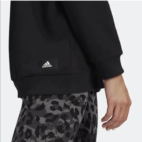 Adidas  Black Leopard Print Logo Sweatshirt/Hoodie size medium