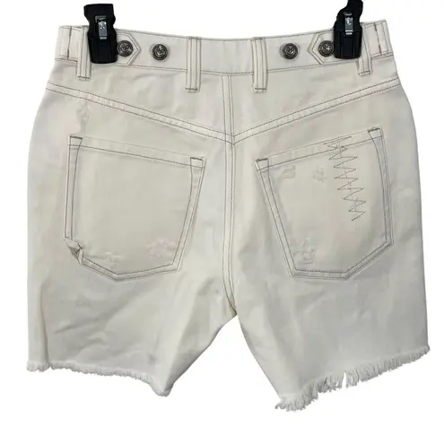 NEW SER.O.YA Mid Rise Jean Short Sz 26 Cut Off White Denim Distressed Destroyed