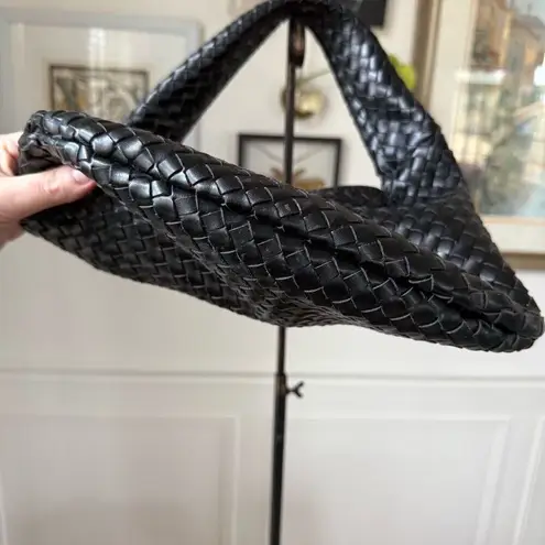 NA-KD Woven Rounded Bag Purse Black Faux Leather