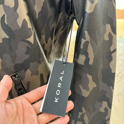 Koral Activewear Specter metallic camo-print vegan leather moto jacket small NWT