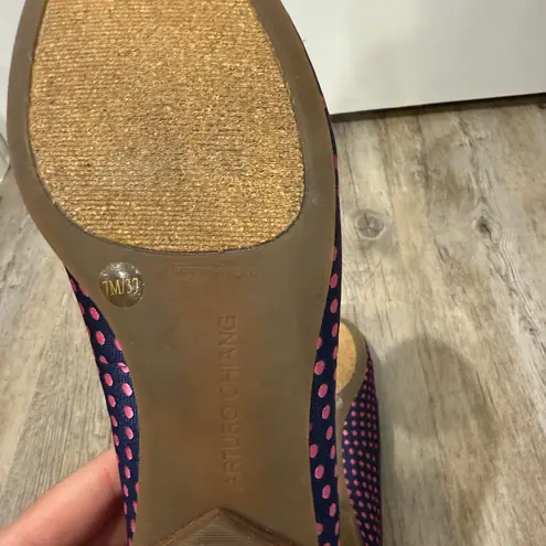 Arturo Chiang Beatrixx Polka Dot Satin Flats Size US 7 EU 37