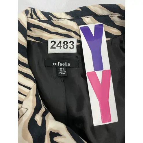 Rafaella Womans XL Tan Black Zebra Striped Button Lined Cropped Blazer