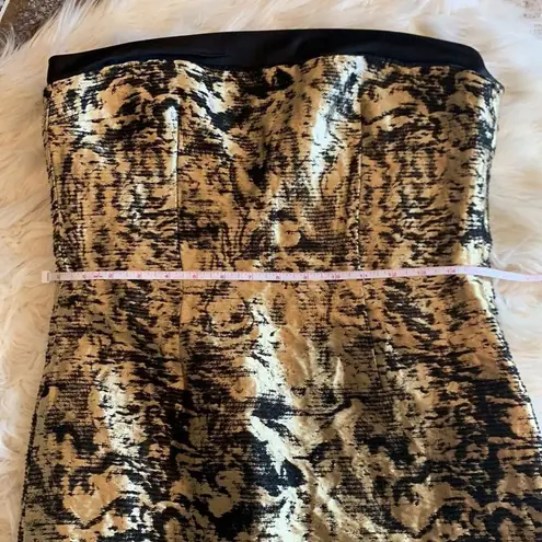 Carolina Herrera Stunning Gold and Black Strapless Dress Size 6