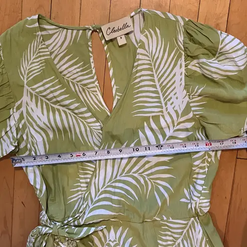 Cleobella Remington Lime Green Palm Print Romper