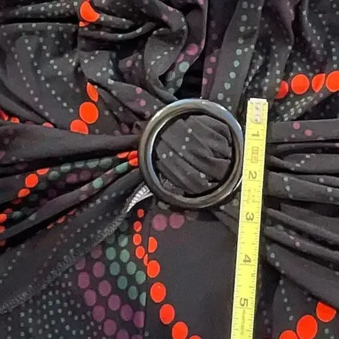 Vintage J.T.B Women’s Black Red Dotted Long Dress Sz Small Waist Belt Y2K