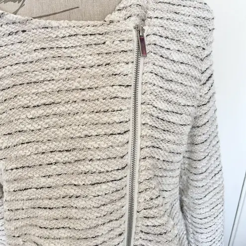 Bagatelle Womens Sweater Jacket Ivory Beige Motorcycle Zipper Knit Size XL