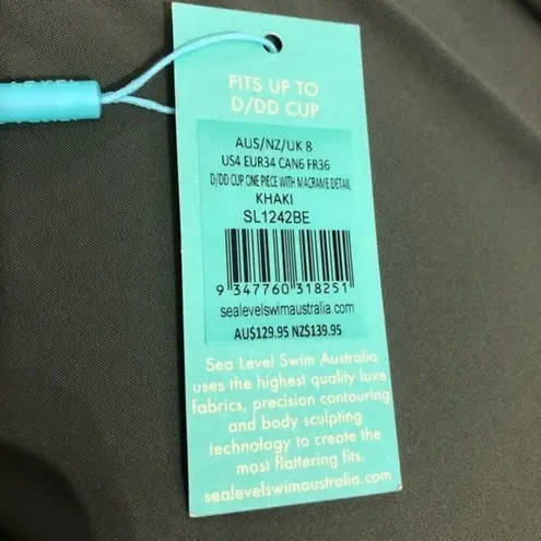 Sea Level Australia Plunge Multifit One Macrame in Khaki 4 NWT Green