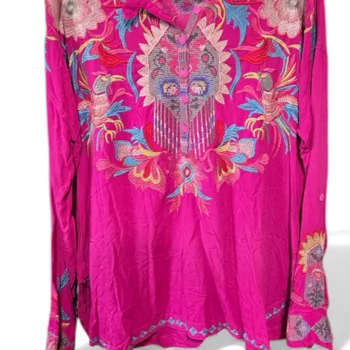 Johnny Was Biya Atterholt extremely heavily embroidered button-down blouse RARE