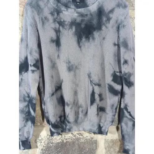 Fate Sweater Crew Neck Distressed Gray Cable Knit Woman's Large Ink Blot Gothic