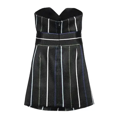 Emporio Armani NWT Draped Metallic-Stripe Strapless Dress Black Size IT 40/US 4