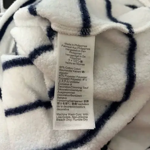 J.Crew XL Cozy Soft Warm Casual Striped Button Collar Nautical Sweatshirt Top White