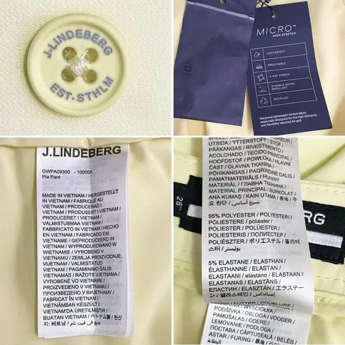 NWT J. Lindeberg Pia Golf Pant Women’s Size 26 2 Wax Yellow Sports Athletic NEW