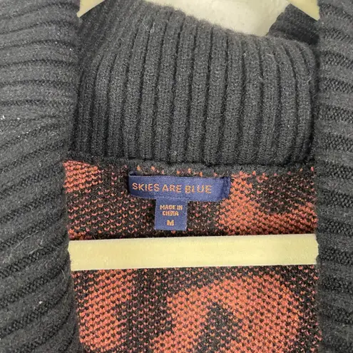 Skies Are Blue Leopard Print Turtleneck Sweater Women Size M Brown White Black