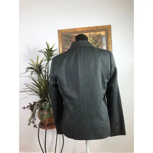 Le Suit Blazer Womens Size 8 Gray One Button Career Work Office Jacket Lined