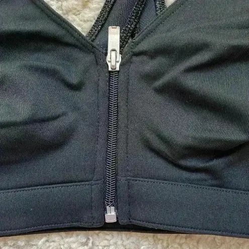 Victoria's Secret  Sports Bra Sz S Criss cross Back Front zip‎ Metallic Gold