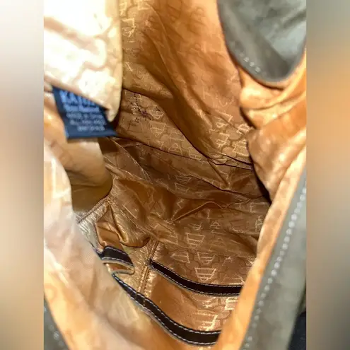 Kathy Van Zeeland Studded Olive Green/Gold Speckled Y2k Messenger Crossbody Bag