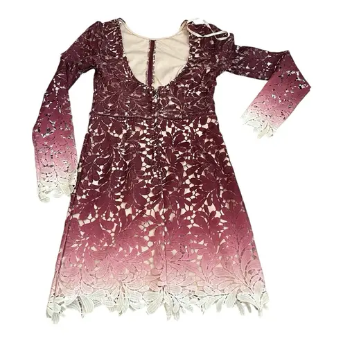 Angel Biba Angel Biba Burgundy Ombre Lace Cut-Out Overlay Dress Size 8