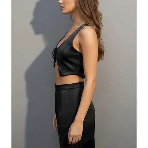 ARE YOU AM I Kih Silk Satin Vest, Black, XS Black