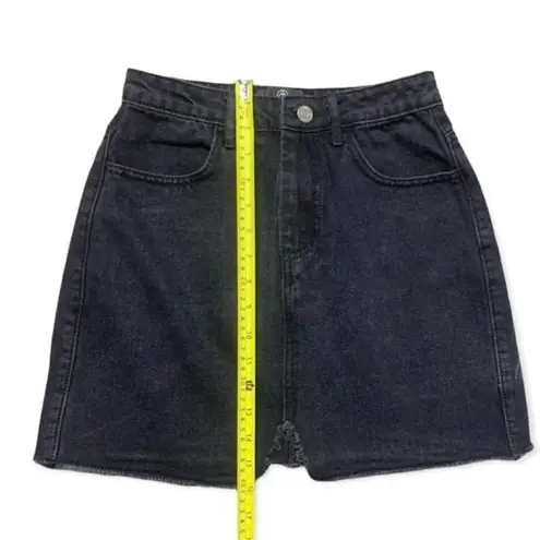 Missguided Denim Skirt Black Size 4 Mirco Mini Bratz High Waisted Shark Bite