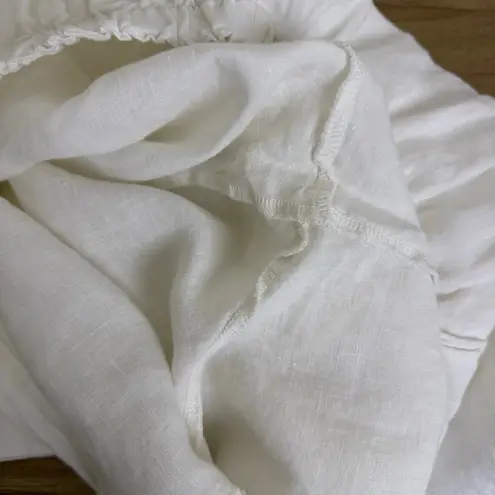 Bryn Walker Pants Womens Medium White Linen Pull ON Elastic Wide Crop USA 24"