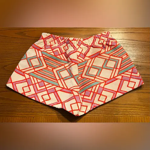 Judith March Art Deco Geometric Print Structured Fit Pull-On Shorts Size Small