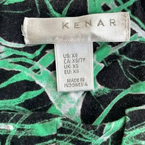 Kenar maxi sleeveless dress green/black abstract print rayon size XS preloved