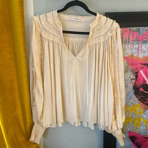 Ulla Johnson Mila Blouse Sz Large Dawn/Cream Size 10/Large Statement Sleeves - Image 4