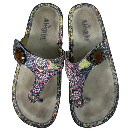 Alegria Carina Flora Floral Leather Sandal Flip Flop Women's Size 38 US 8/8.5