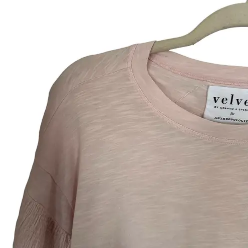 Anthropologie  Velvet by Graham & Spencer Women’s S Light Pink Bubble Sleeve Top