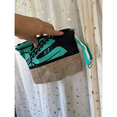 Paizlee Designs Handmade Hawaiian Mix Print Burlap Zipper Pouch Wristlet