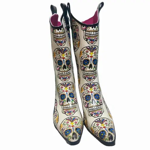 Blazin Roxx Sugar Skull Cowgirl Boots women size 8 Día de Los Muertos Talavera