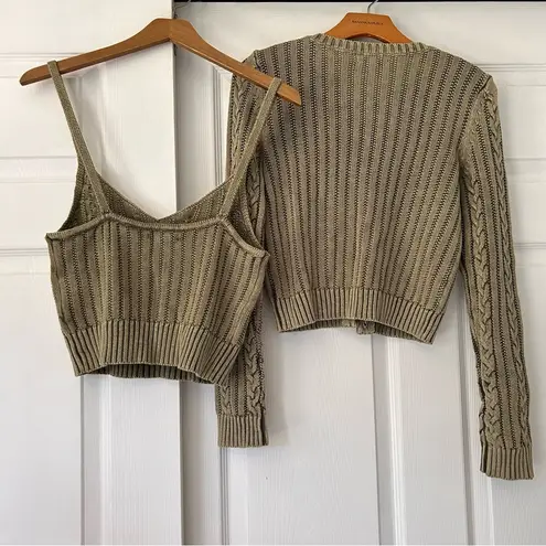 American Eagle  Green Tank and Cardigan Set XS/S