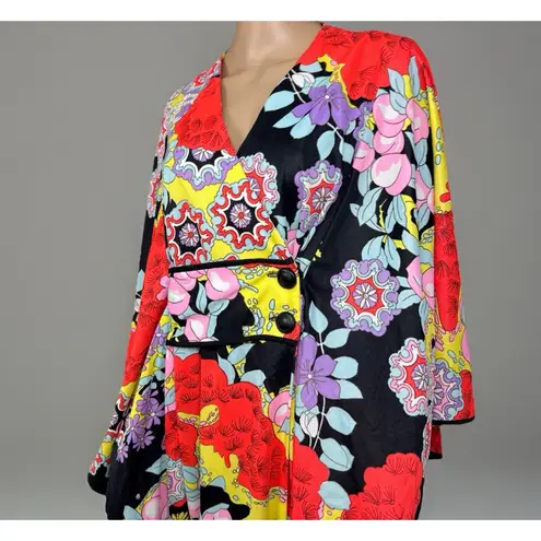 Vintage Styled by Tyrone Kaftan Dress Medium ILGWU Union Made 100% Nylon Floral