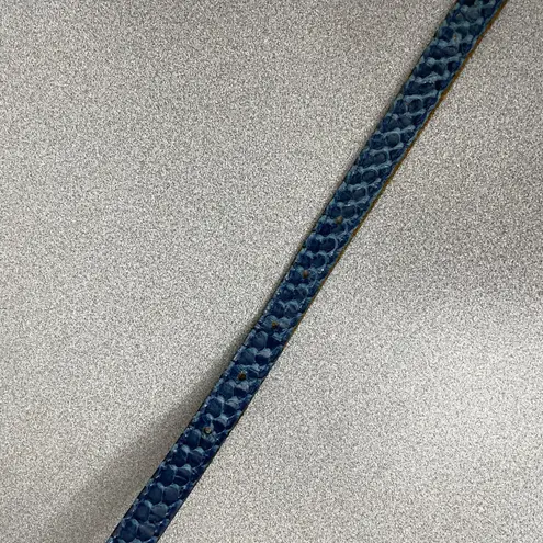 MZ Accessories Ny Snake Leather Belt Womens Small Blue Goldtone Buckle Wrap 1/2"