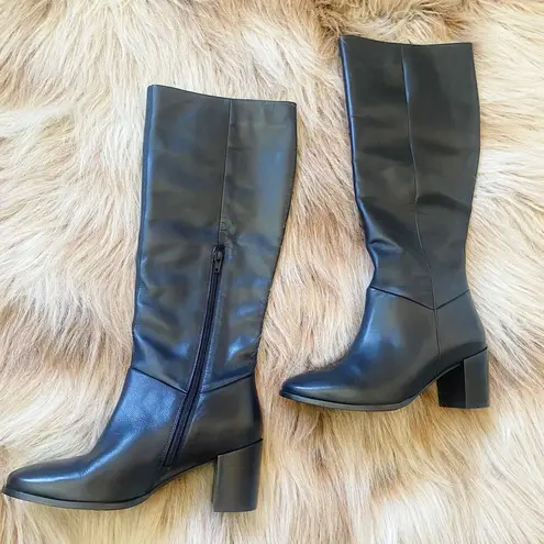 Seychelles Anthropologie So Amazing Black Leather Knee High Round Toe Boots 8.5