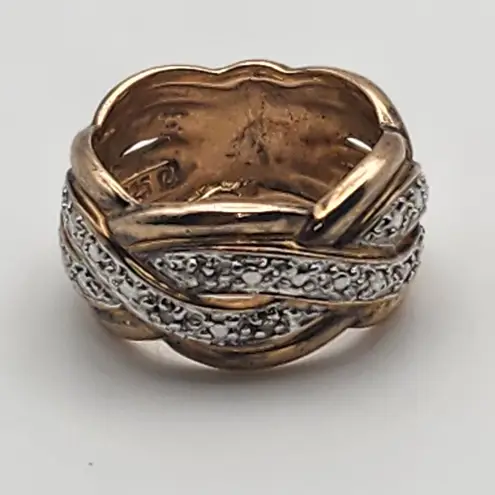Ross Simons 10 Karat Gold Plated Sterling Silver & Diamond Ring (5.5) thumbnail 8