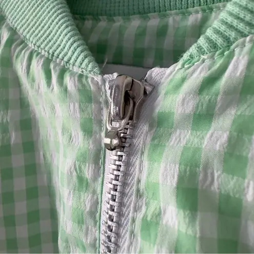 Lavon Vintage 80s Gingham Full Zip Jacket Shoulder Pads windbreaker pockets L