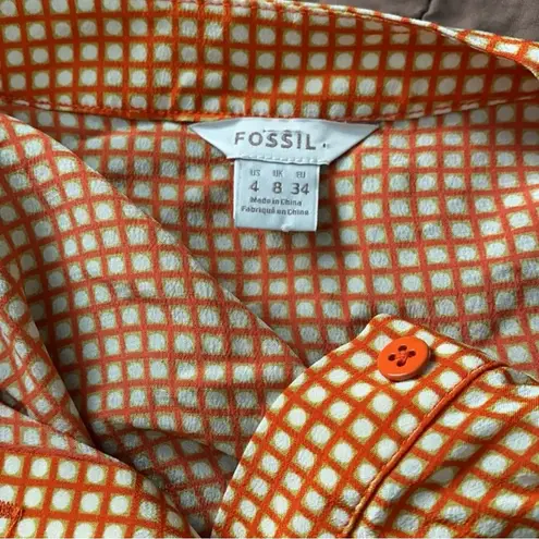 Fossil  Burnt Orange Silk Sleeveless Blouse Size 4 - Image 3