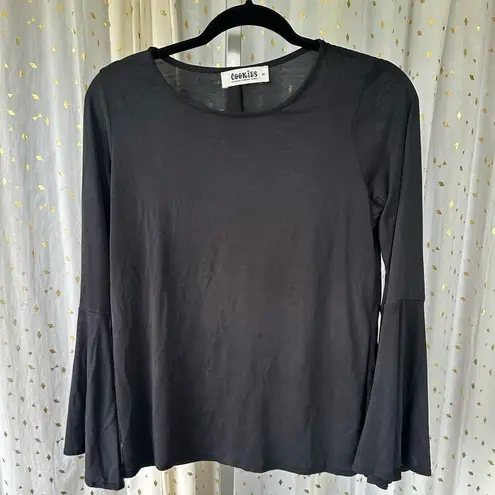 Cookie's Clothing Company Hawaii Essential Classic Black Long Bell Sleeve Top M Size M