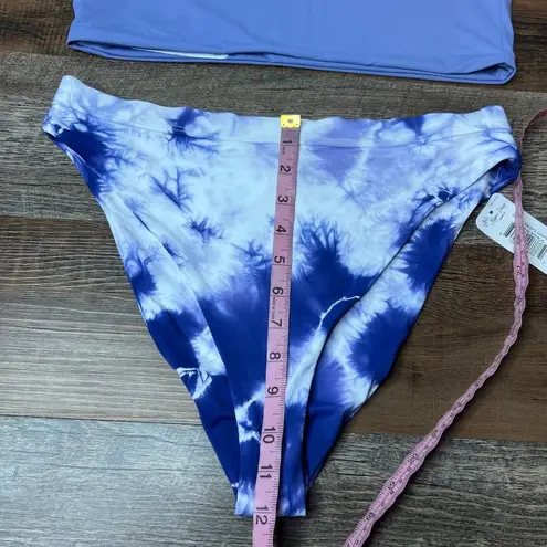 Daisy NWT Dippin 's Baja Tie Dye Purple White Bikini Bandeau High Waist Cheeky XL