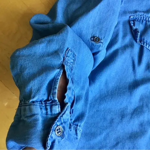 Grand & Greene Flowy, Denim Tencel Button Down Shirt, Light Blue, Size S Blue