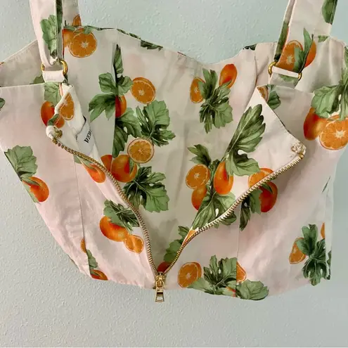 We Wore What STRAIGHT NECK CORSET white orange fruit size extra small