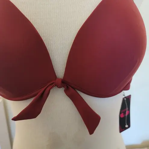 NWT! Shekini Vintage Maroon Tringle Bikini Top XL Red