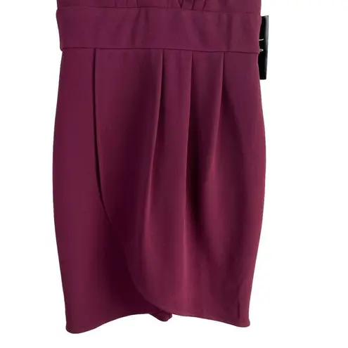 Lulus NWT  Marena Burgundy Short Sleeve Mini Dress Faux‎ Wrap Front, Size XS