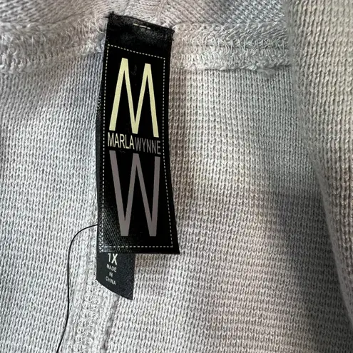 MarlaWynne Knit Cardigan Duster Pockets Button Front Light Gray Size 1X TAG