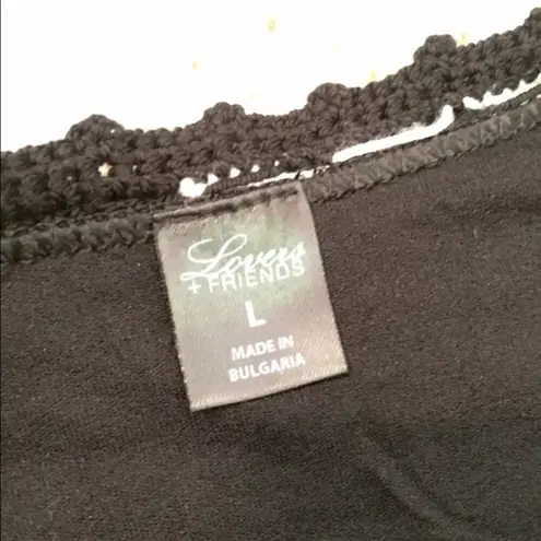 Lovers + Friends  No Secrets Black White Crochet one piece size large