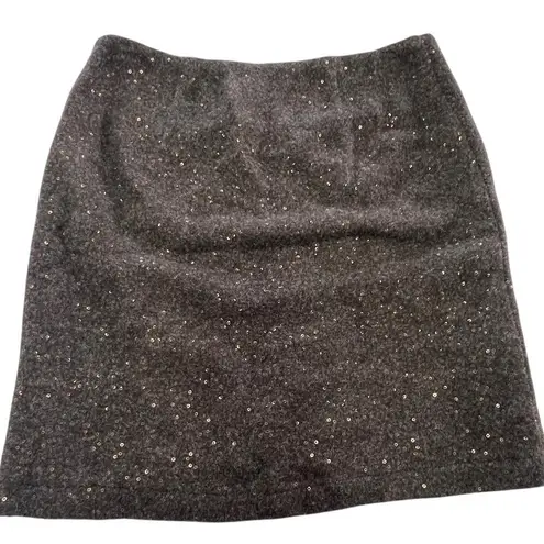 J Jill Skirt Womens 4 Brown Sequin Wool Blend Lined Sparkle Pull On Party