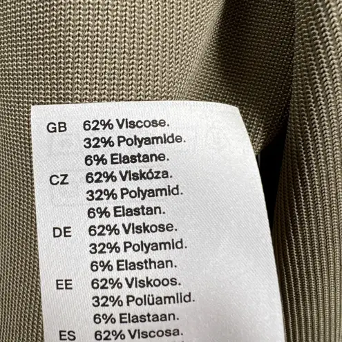 COS Khaki Button Down Shirt Stretchy Minimalist Neutral Office Size Small