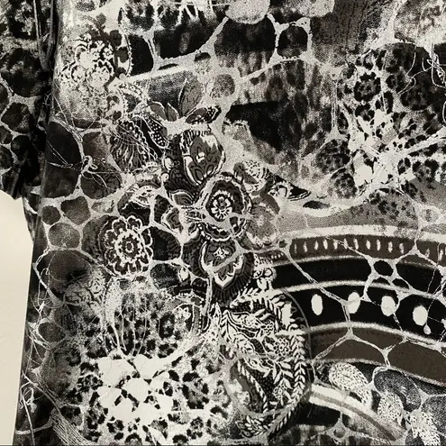 Peter Nygard Nygard Collection Abstract Blouse Black & Silver Metallic Women's Size Medium