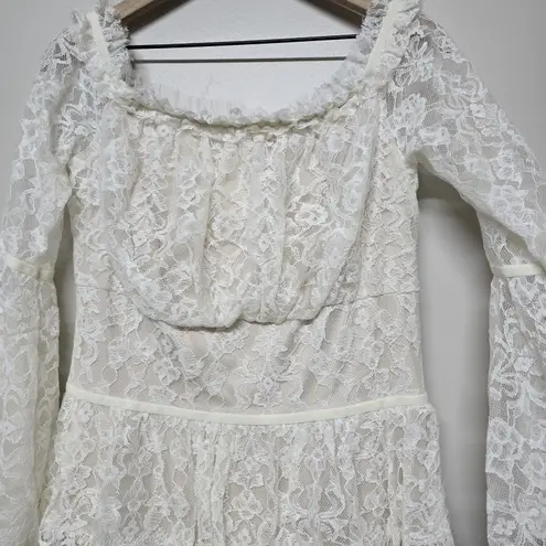 Tadashi Shoji Women Jacquin Off Shoulder Lace Tiered Bell Sleeve Dress Sz 12 NWT